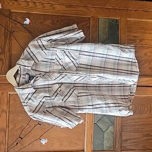 VTG Y2K 90's Epidemic Tan, Orange, & Brown Snap Button Western Shirt Sz L